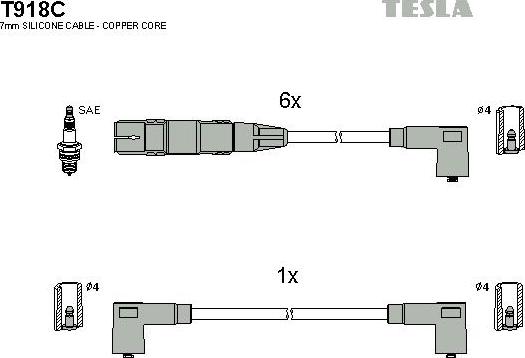 TESLA T918C - Комплект запалителеи кабели vvparts.bg