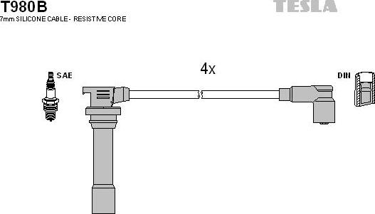 TESLA T980B - Комплект запалителеи кабели vvparts.bg