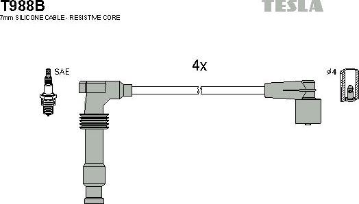 TESLA T988B - Комплект запалителеи кабели vvparts.bg