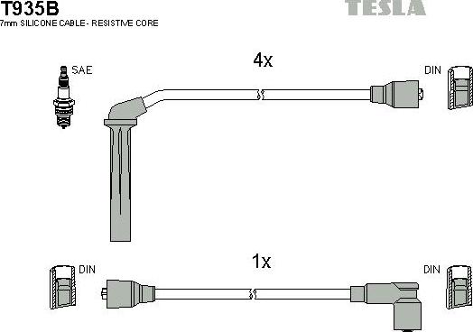 TESLA T935B - Комплект запалителеи кабели vvparts.bg