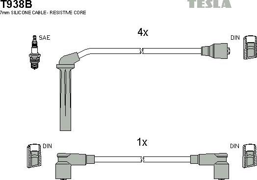 TESLA T938B - Комплект запалителеи кабели vvparts.bg