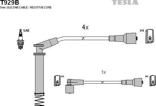 TESLA T929B - Комплект запалителеи кабели vvparts.bg