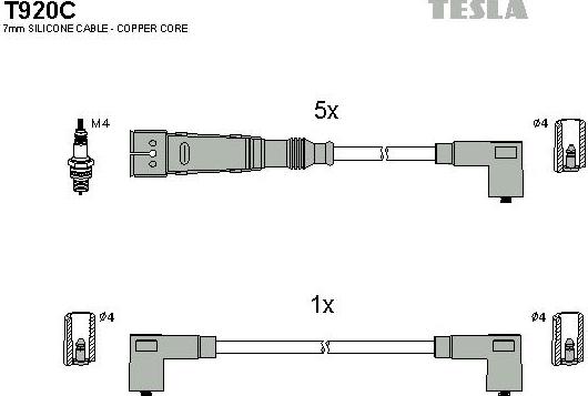 TESLA T920C - Комплект запалителеи кабели vvparts.bg