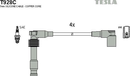 TESLA T928C - Комплект запалителеи кабели vvparts.bg