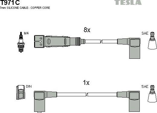 TESLA T971C - Комплект запалителеи кабели vvparts.bg