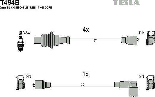 TESLA T494B - Комплект запалителеи кабели vvparts.bg