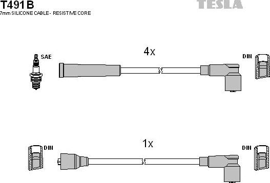 TESLA T491B - Комплект запалителеи кабели vvparts.bg