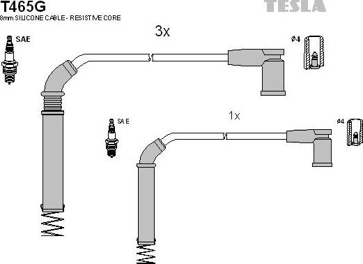 TESLA T465G - Комплект запалителеи кабели vvparts.bg