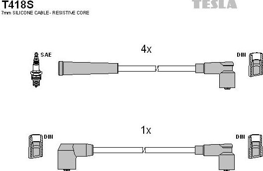 TESLA T418S - Комплект запалителеи кабели vvparts.bg