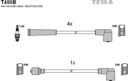 TESLA T480B - Комплект запалителеи кабели vvparts.bg