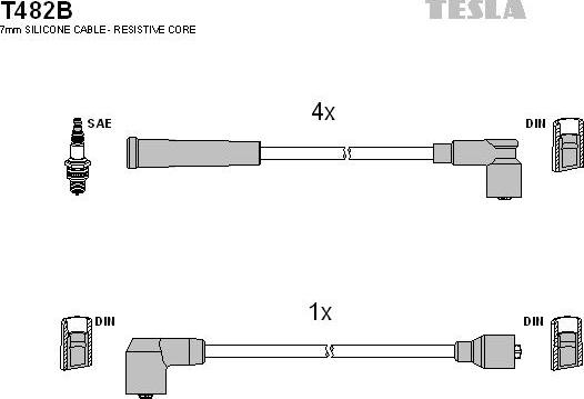 TESLA T482B - Комплект запалителеи кабели vvparts.bg