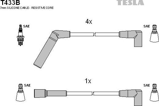 TESLA T433B - Комплект запалителеи кабели vvparts.bg