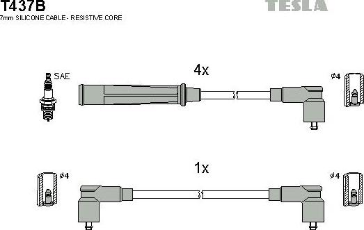 TESLA T437B - Комплект запалителеи кабели vvparts.bg