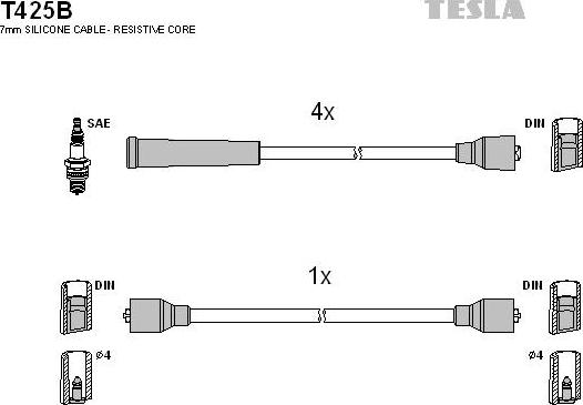 TESLA T425B - Комплект запалителеи кабели vvparts.bg
