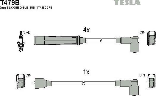 TESLA T479B - Комплект запалителеи кабели vvparts.bg