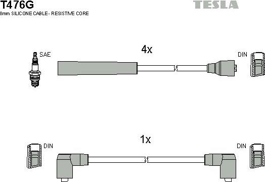 TESLA T476G - Комплект запалителеи кабели vvparts.bg