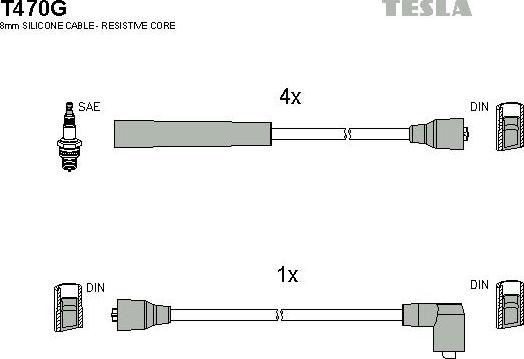 TESLA T470G - Комплект запалителеи кабели vvparts.bg