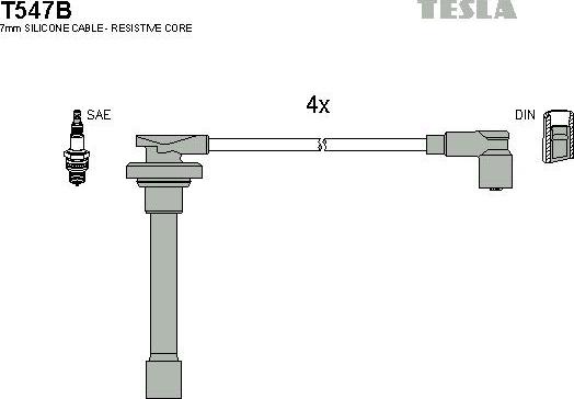 TESLA T547B - Комплект запалителеи кабели vvparts.bg