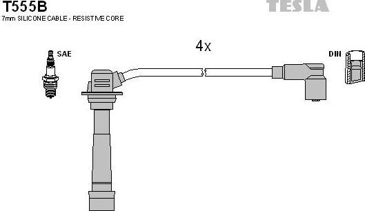 TESLA T555B - Комплект запалителеи кабели vvparts.bg