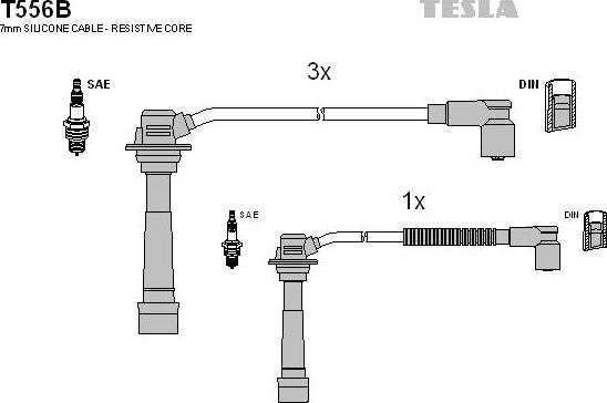 TESLA T556B - Комплект запалителеи кабели vvparts.bg