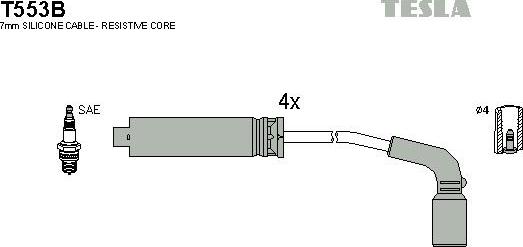 TESLA T553B - Комплект запалителеи кабели vvparts.bg