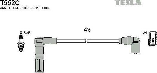 TESLA T552C - Комплект запалителеи кабели vvparts.bg