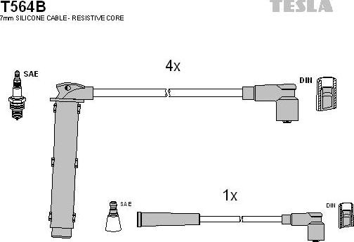 TESLA T564B - Комплект запалителеи кабели vvparts.bg