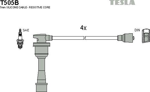 TESLA T505B - Комплект запалителеи кабели vvparts.bg