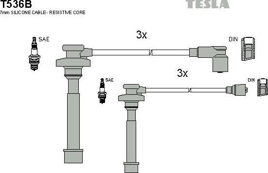 TESLA T536B - Комплект запалителеи кабели vvparts.bg