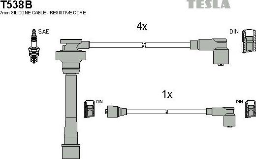 TESLA T538B - Комплект запалителеи кабели vvparts.bg