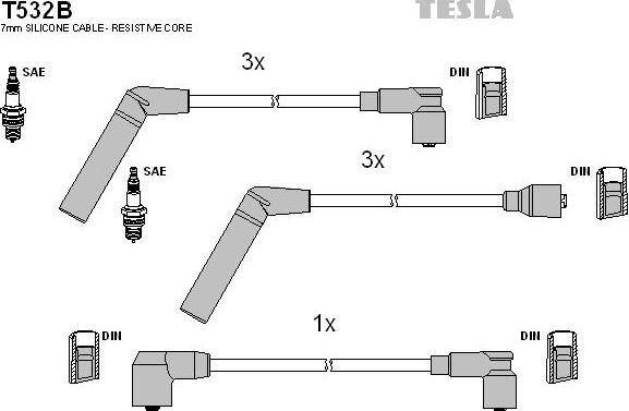 TESLA T532B - Комплект запалителеи кабели vvparts.bg