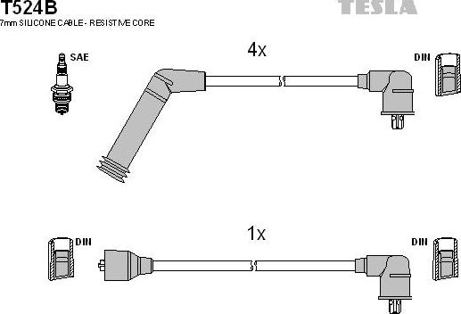 TESLA T524B - Комплект запалителеи кабели vvparts.bg