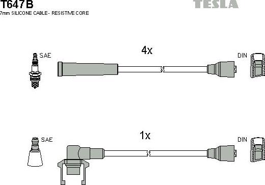 TESLA T647B - Комплект запалителеи кабели vvparts.bg