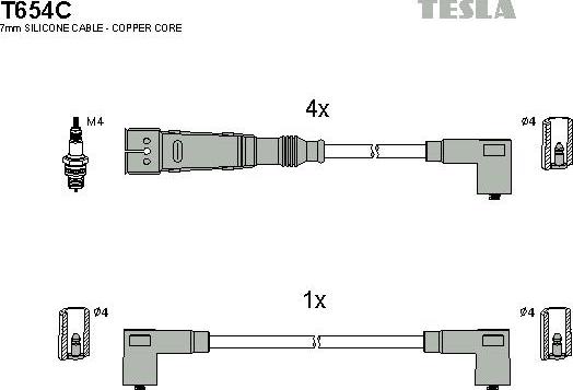 TESLA T654C - Комплект запалителеи кабели vvparts.bg