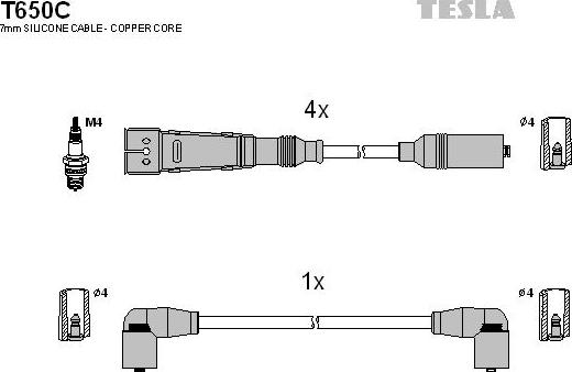 TESLA T650C - Комплект запалителеи кабели vvparts.bg