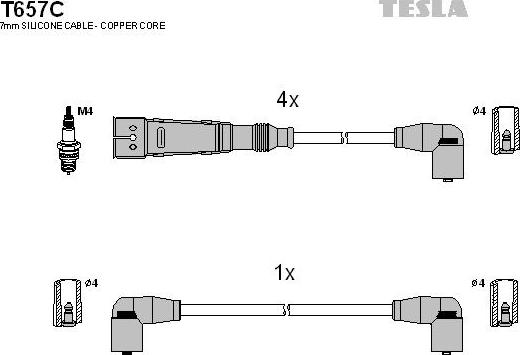 TESLA T657C - Комплект запалителеи кабели vvparts.bg