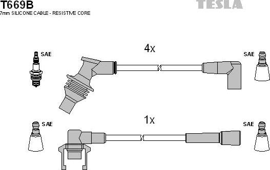 TESLA T669B - Комплект запалителеи кабели vvparts.bg