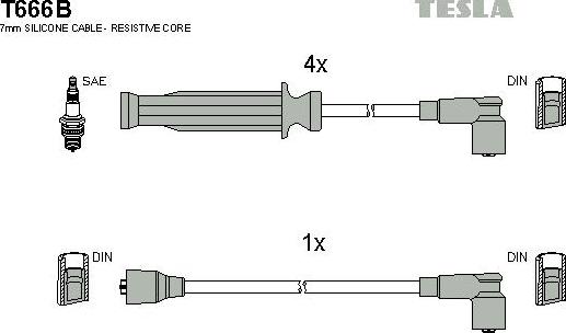 TESLA T666B - Комплект запалителеи кабели vvparts.bg