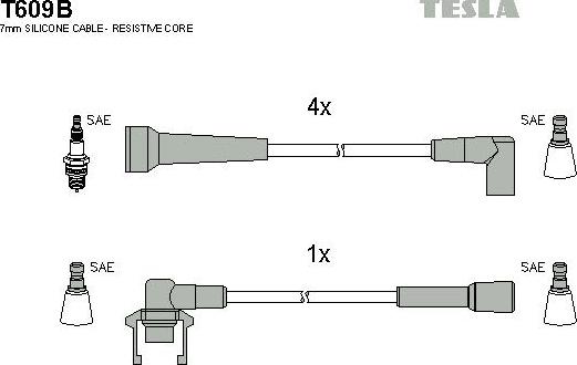 TESLA T609B - Комплект запалителеи кабели vvparts.bg