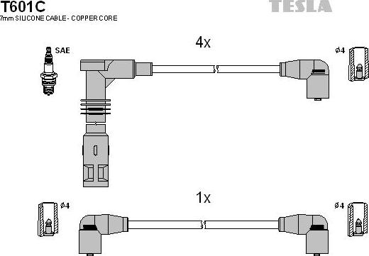 TESLA T601C - Комплект запалителеи кабели vvparts.bg