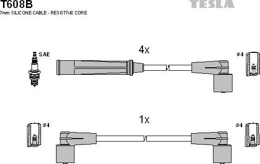 TESLA T608B - Комплект запалителеи кабели vvparts.bg