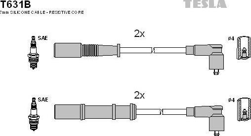 TESLA T631B - Комплект запалителеи кабели vvparts.bg