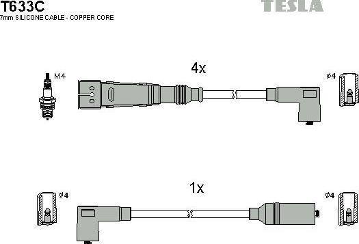 TESLA T633C - Комплект запалителеи кабели vvparts.bg