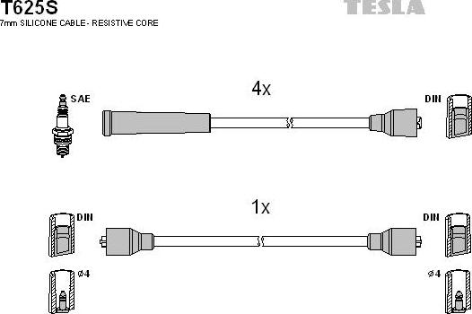 TESLA T625S - Комплект запалителеи кабели vvparts.bg