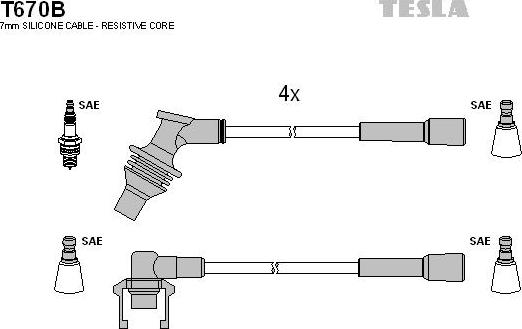 TESLA T670B - Комплект запалителеи кабели vvparts.bg