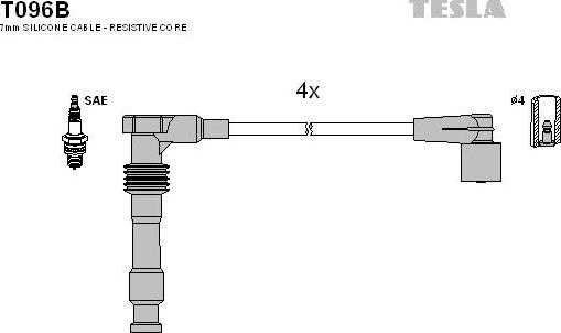 TESLA T096B - Комплект запалителеи кабели vvparts.bg