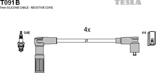 TESLA T091B - Комплект запалителеи кабели vvparts.bg