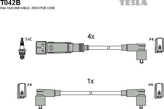 TESLA T042B - Комплект запалителеи кабели vvparts.bg