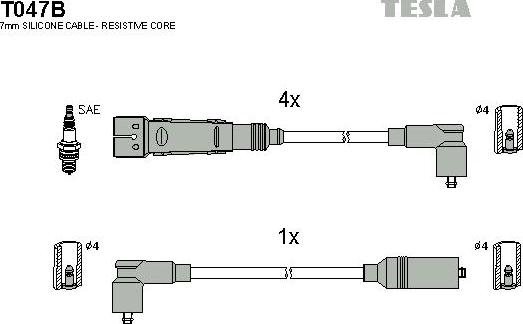 TESLA T047B - Комплект запалителеи кабели vvparts.bg