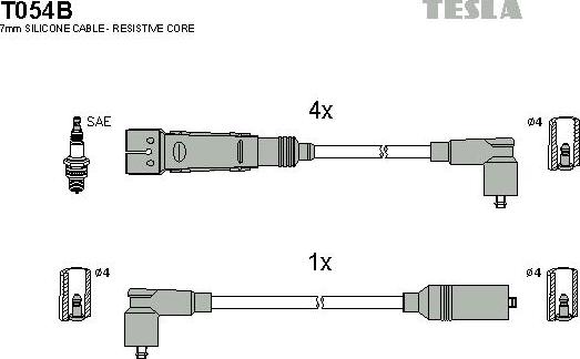 TESLA T054B - Комплект запалителеи кабели vvparts.bg
